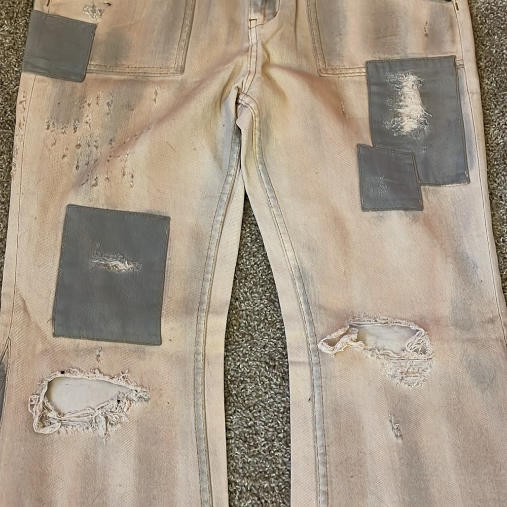 Free people patchwork distressed flare jeans 30 - image 3